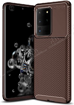 Eiroo Rugged Carbon Samsung Galaxy Note 20 Kahverengi Silikon Klf