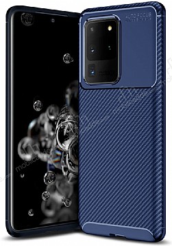 Eiroo Rugged Carbon Samsung Galaxy Note 20 Lacivert Silikon Klf
