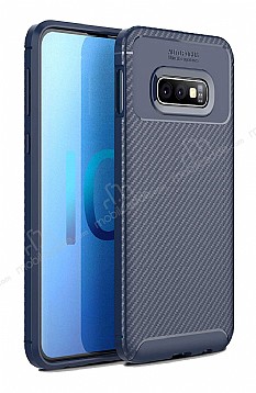 Eiroo Rugged Carbon Samsung Galaxy S10 Plus Lacivert Silikon Klf