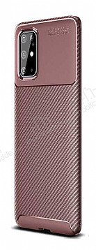 Eiroo Rugged Carbon Samsung Galaxy S20 Plus Kahverengi Silikon Klf