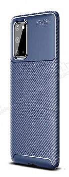 Eiroo Rugged Carbon Samsung Galaxy S20 Lacivert Silikon Klf