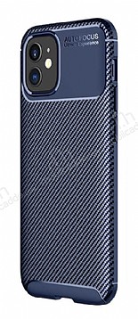 Eiroo Rugged Carbon iPhone 12 Mini 5.4 in Lacivert Silikon Klf
