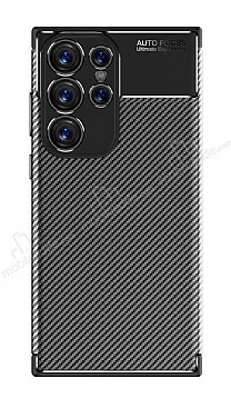 Eiroo Rugged Carbon Samsung Galaxy S23 Ultra Siyah Silikon Klf