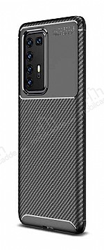 Eiroo Rugged Carbon Huawei P40 Pro Siyah Silikon Klf