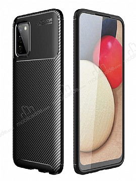 Eiroo Rugged Carbon Samsung Galaxy A03s Siyah Silikon Klf