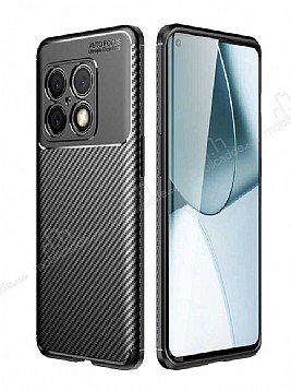 Eiroo Rugged Carbon OnePlus 10 Pro Siyah Silikon Klf