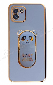 Eiroo Samsung Galaxy A03 Baby Panda Standl Mavi Silikon Klf