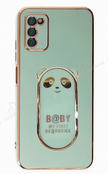 Eiroo Samsung Galaxy A03s Baby Panda Standl Yeil Silikon Klf