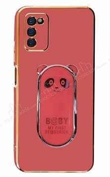 Eiroo Samsung Galaxy A03s Baby Panda Standl Krmz Silikon Klf