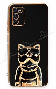 Eiroo Samsung Galaxy A03s Bulldog Standl Siyah Silikon Klf