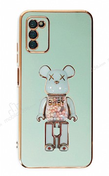 Eiroo Samsung Galaxy A03s Candy Bear Standl Yeil Silikon Klf