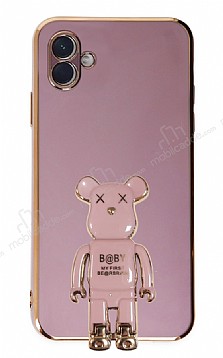 Eiroo Samsung Galaxy A04 Baby Bear Standl Mor Silikon Klf