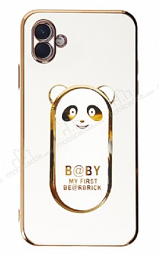 Eiroo Samsung Galaxy A04 Baby Panda Standl Beyaz Silikon Klf