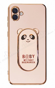 Eiroo Samsung Galaxy A04 Baby Panda Standl Pembe Silikon Klf