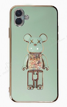 Eiroo Samsung Galaxy A04 Candy Bear Standl Yeil Silikon Klf