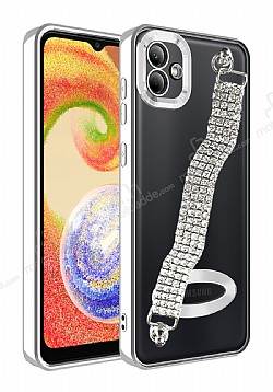 Eiroo Samsung Galaxy A04 Su Yolu Zincirli Silver Silikon Klf