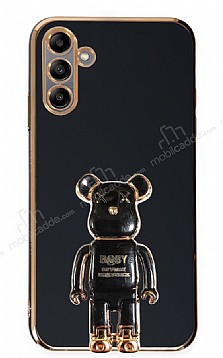 Eiroo Samsung Galaxy A04s Baby Bear Standl Siyah Silikon Klf