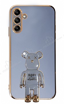 Eiroo Samsung Galaxy A04s Baby Bear Standl Mavi Silikon Klf