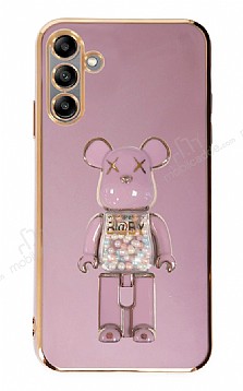Eiroo Samsung Galaxy A04s Candy Bear Standl Mor Silikon Klf