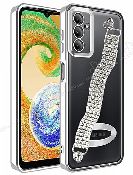 Eiroo Samsung Galaxy A04s Su Yolu Zincirli Silver Silikon Klf