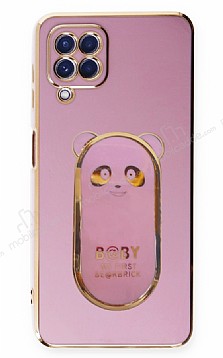 Eiroo Samsung Galaxy A12 Baby Panda Standl Mor Silikon Klf