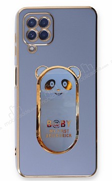 Eiroo Samsung Galaxy A12 Baby Panda Standl Mavi Silikon Klf