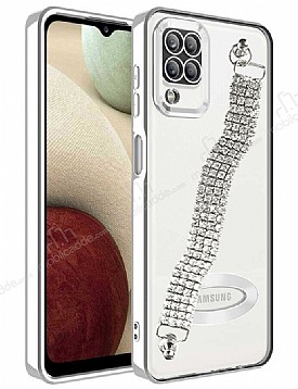 Eiroo Samsung Galaxy A12 / M12 Su Yolu Zincirli Silver Silikon Klf