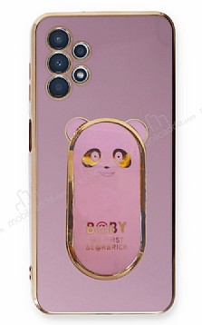 Eiroo Samsung Galaxy A13 4G Baby Panda Standl Mor Silikon Klf