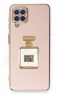 Eiroo Samsung Galaxy A22 4G Aynal Parfm Standl Pembe Silikon Klf