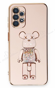 Eiroo Samsung Galaxy A13 Candy Bear Standl Pembe Silikon Klf