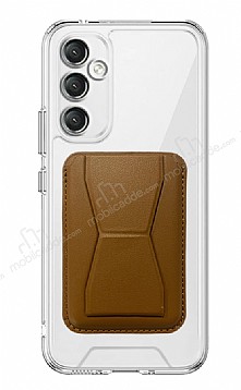 Eiroo Samsung Galaxy A14 4G Kahverengi Kartlkl Standl Ultra Koruma Klf