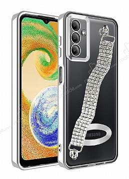 Eiroo Samsung Galaxy A14 Su Yolu Zincirli Silver Silikon Klf