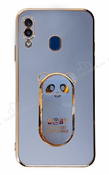 Eiroo Samsung Galaxy A20 / A30 Baby Panda Standl Mavi Silikon Klf