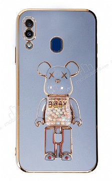Eiroo Samsung Galaxy A20 / A30 Candy Bear Standl Mavi Silikon Klf