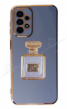 Eiroo Samsung Galaxy A23 Aynal Parfm Standl Mavi Silikon Klf