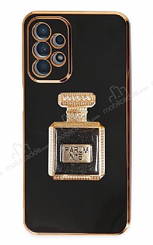 Eiroo Samsung Galaxy A23 Aynal Parfm Standl Siyah Silikon Klf
