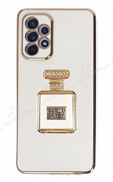 Eiroo Samsung Galaxy A32 4G Aynal Parfm Standl Beyaz Silikon Klf