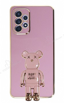 Eiroo Samsung Galaxy A32 4G Baby Bear Standl Mor Silikon Klf