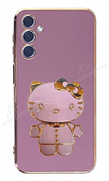 Eiroo Samsung Galaxy A24 4G Aynal Kitty Standl Mor Silikon Klf