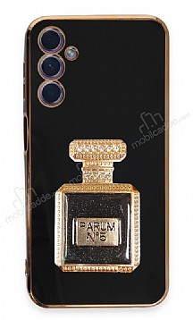 Eiroo Samsung Galaxy A24 4G Aynal Parfm Standl Siyah Silikon Klf
