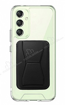 Eiroo Samsung Galaxy A24 4G Siyah Kartlkl Standl Ultra Koruma Klf