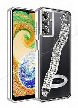Eiroo Samsung Galaxy A24 Su Yolu Zincirli Silver Silikon Klf