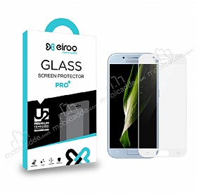 Eiroo Samsung Galaxy A3 2017 Tempered Glass Beyaz Full Cam Ekran Koruyucu