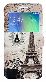 Samsung Galaxy A3 Gizli Mknatsl Pencereli Paris Map Deri Klf