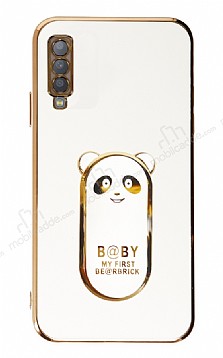 Eiroo Samsung Galaxy A30S Baby Panda Standl Beyaz Silikon Klf
