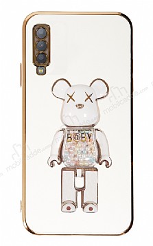 Eiroo Samsung Galaxy A30S Candy Bear Standl Beyaz Silikon Klf