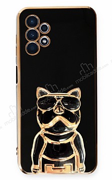 Eiroo Samsung Galaxy A33 5G Bulldog Standl Siyah Silikon Klf