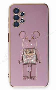 Eiroo Samsung Galaxy A33 5G Candy Bear Standl Mor Silikon Klf