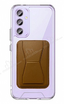 Eiroo Samsung Galaxy A34 Kahverengi Kartlkl Standl Ultra Koruma Klf