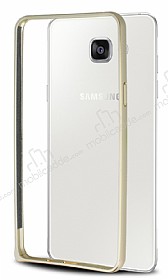 Eiroo Samsung Galaxy A5 2016 Gold izgili Round Metal Bumper ereve Gold Klf